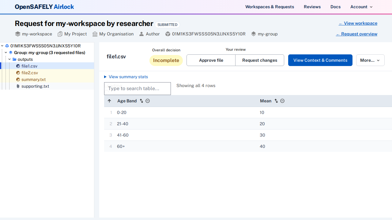 Request file page